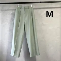 美品 ユニクロ タックワイドパンツ ツータック グリーン M 股下70.5補正済