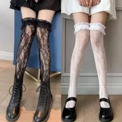 2足セット！レース フリル ソックス 白 黒