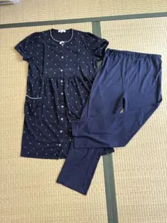 夏用　半袖マタニティパジャマ　ワンピース　前開き　授乳口付き　M〜Lサイズ