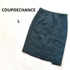 クードシャンス タイトスカート グリーンチェック　日本製　レーススカート　L
