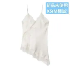 新品⭐️ZARA人気デザイン似 レーストリム サテン キャミソール ベージュ M