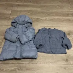 ユニクロ　ブルー ダウンコート 80cm インナーダウンセット　フード付き