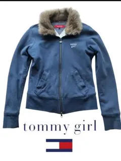 tommy girl ネイビー ファー付きパーカー XS