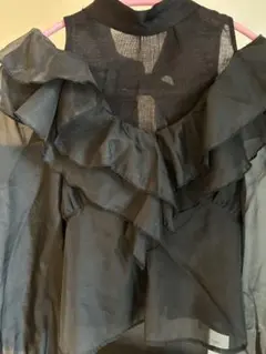 NICE CLAUP ⭐︎シースルー フリルブラウス 黒