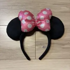 値下中 ディズニー ミニー スパンコール ドット カチューシャ ピンク