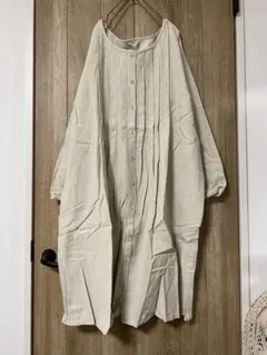 新品★サマンサモスモス★綿麻バックツイル前開きワンピース★ベージュ