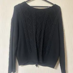 GU バックリボン ケーブルニット ブラック 長袖
