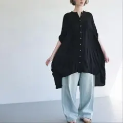 coca 楊柳プリーツロングシャツ ブラック　人気完売品　未使用品