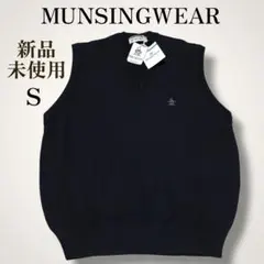 美品✨マンシングウェア ベスト Vネック 黒 洗濯OK SA ゴルフ 手触り◎