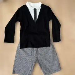 フォーマルセット 95cm 黒と白のチェック柄