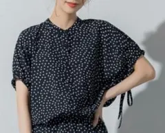 ドロワットロートレアモン　ネイビー 水玉 半袖シャツ ブラウス　サイズ2