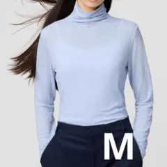 ユニクロC: 極暖ヒートテックカシミヤブレンドタートルネックT ブルー M