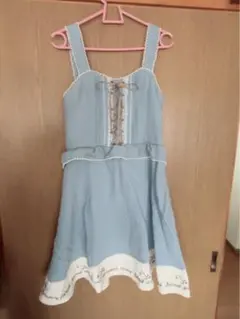 【美品】axes femme POETIQUEレースのリボン付きフレアワンピース