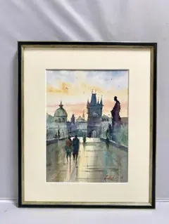 （243）原画　水彩画　風景画　スロバキアの街