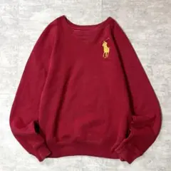 90s RALPH LAUREN 前V スウェット ビッグポニー 刺繍