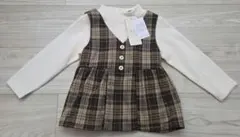 petit main ジレドッキングカットソー チェック柄 長袖 100cm