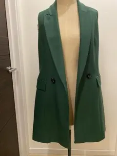 ZARA グリーン ダブルボタン ロング　ベスト　人気⭐︎最終お値下げ