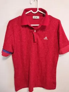 adidas golf レッド ゴルフポロシャツ M 迷彩模様入り　赤