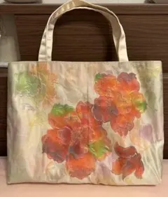 帯リメイク　トートバッグ　花柄