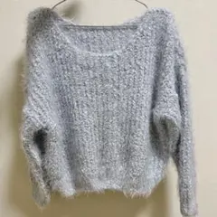 韓国 ニット セーター ブルー シャギーニット