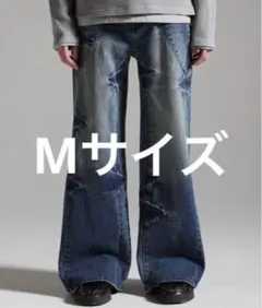 GRANCY】 タグ付き シームデザインワイドストレートデニムパンツ M