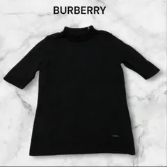 【希少美品】バーバリーロンドン　カシミヤ100% 半袖　ニット　ロゴプレート