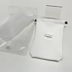 未使用品　CHANEL ホワイト コットン 巾着ポーチ