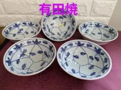 Ｙ【未使用品】有田焼　多用鉢揃　舞花　花柄　陶磁器　お椀　丼ぶり揃え　５客セット