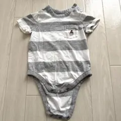 GAP ロンパース 半袖ロンパース70cm グレー ボーダー くま ブラナンベア
