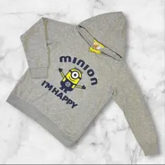 ミニオンズ フーディ パーカー M グレー 怪盗グルー 希少 I'M HAPPY
