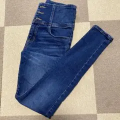 ハイウエストスキニーデニム ダークブルー