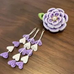 つまみ細工　髪飾り　ヘアアクセサリー　下がり　紫 七五三