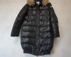 モンクレール　 ダウンコート　★ブラック　ベルト　リアルファー サイズ1
