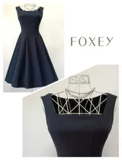 ☆フォクシーニューヨークプリーツワンピースネイビー38☆