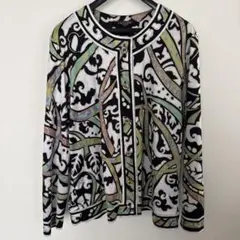 美品 LEONARD レオナール 総柄 コットン カーディガン L 金ボタンのサムネイル