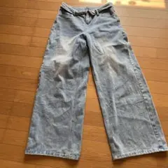 デニムワイドパンツ 薄い青色
