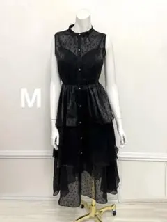 美品] ダイアグラム ワンピース ボウタイ レース 刺繍 金ボタン 38