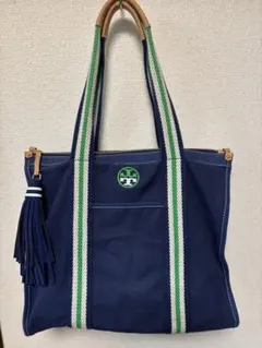 限定値下げ《美品》Tory Burch ロゴ入ネイビー トートバッグ