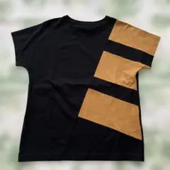 ヒロココシノ　ブラック系　配色　半袖Ｔシャツ　コットン100% 日本製３８サイズのサムネイル