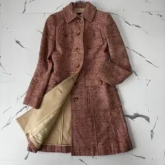 BALLSEY✨ツイードロングコート　ウールシルク　パステル春カラー　ピンク　M