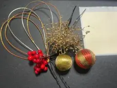 七五三 赤　南天 水引和玉　髪飾り　金箔　和装結婚式卒業式 成人式髪飾り　前撮り