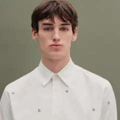 お値下げ新品♡ 完売品希少Hermès メンズシャツ38/馬・シェーヌダンクル柄のサムネイル