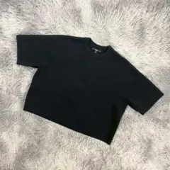 『UNIQLO』ウォッシャブルミラノリブセーター　半袖ニット　ショート丈　黒　M