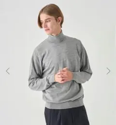 ジョンスメドレー タートルネックニット S シルバー MODERN FIT
