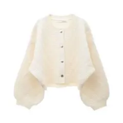 ELENCARE DUE ジャカードカーディガン 白 長袖 厚手 新品タグ付