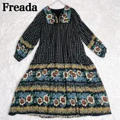 go.セール中⭐︎フリーダ インドコード刺繍ワンピース ロングワンピース セール】 ストライプ刺繍ワンピース （ロング・マキシ丈