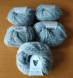 ■メランジ調ウール混毛糸■グレー系色5玉セット■未使用/美品■