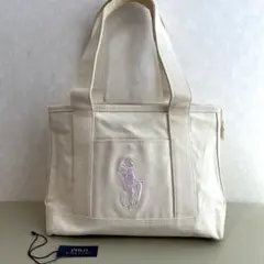 ラルフローレン　キャンバス トートバッグ　ピンクポニー　ロゴ刺繍