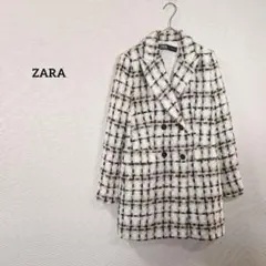 ZARA ザラ ダブルブレストコート　チェック柄　アウター　ツイード　かわいい