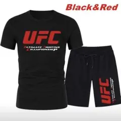 【ビッグサイズ】UFC Tシャツ　ハーフパンツ  セットアップ　黒　赤　3XL